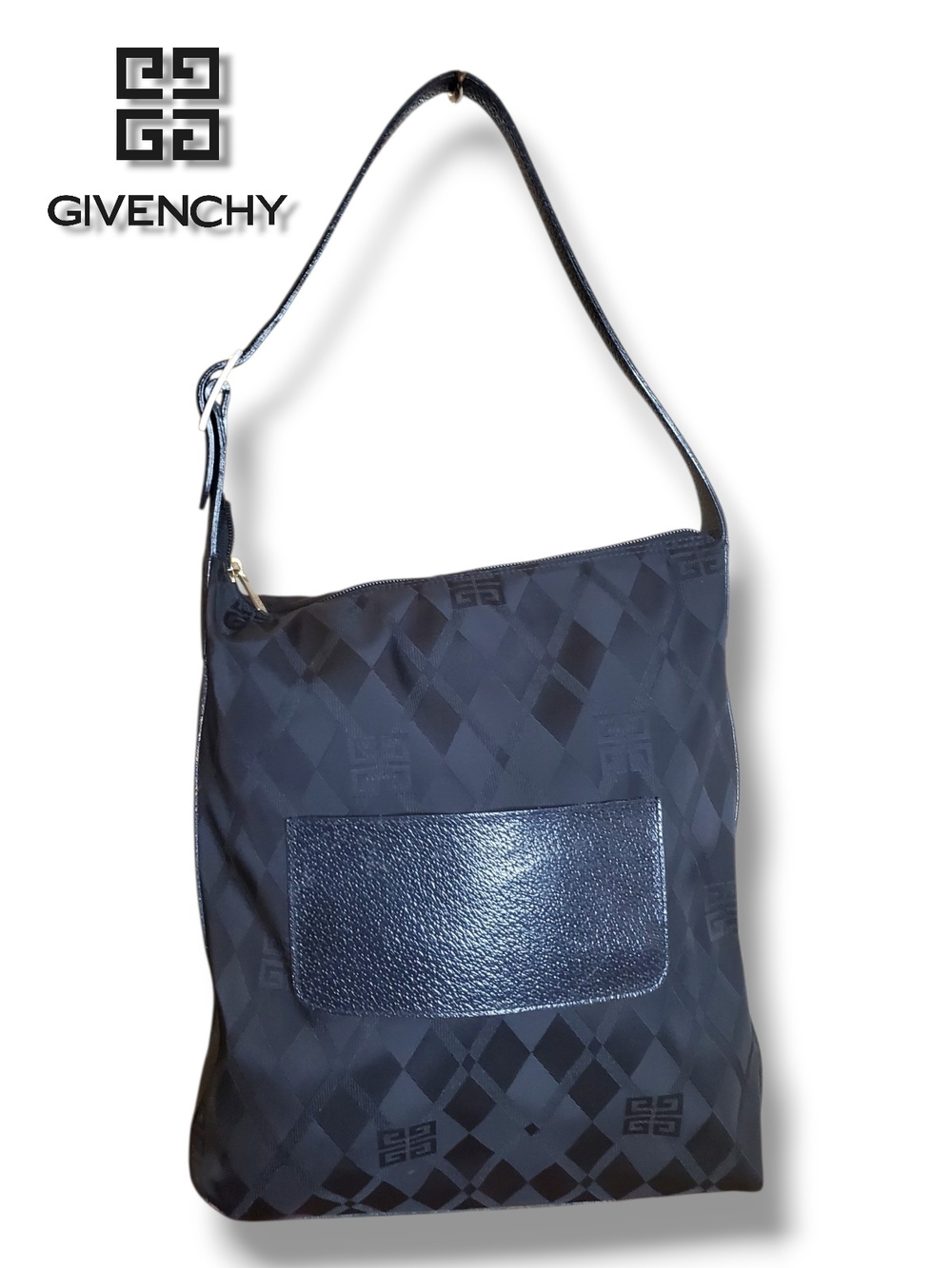 Givenchy 4G Black Monogram Hobo Shoulder Bag Black Leather Pocket